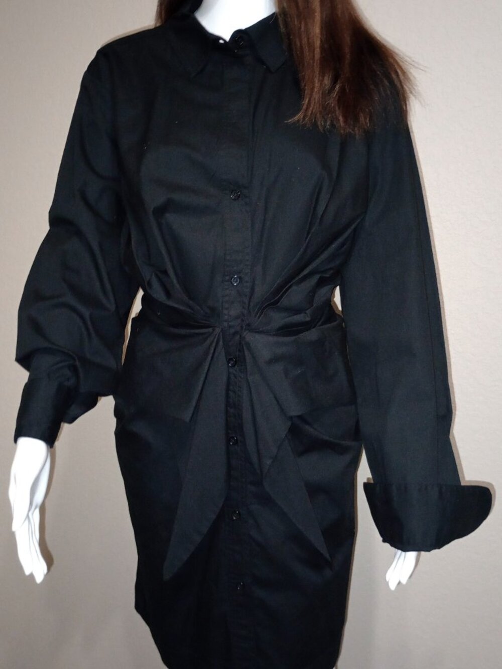 Norma Kamali 100% Cotton Ruched Button-Up Shirt Dress – Size XL